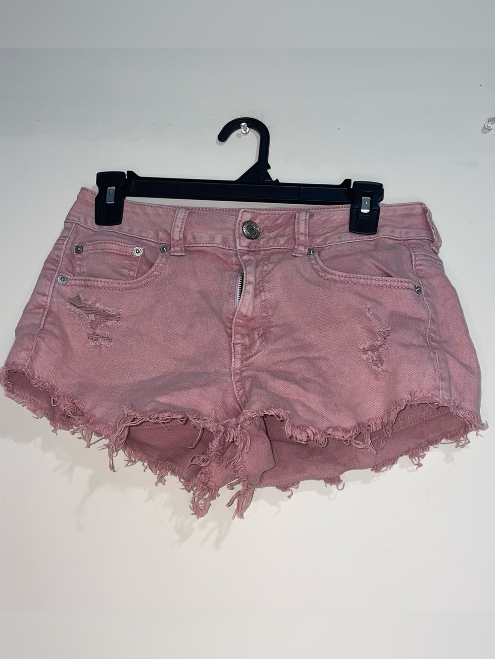 American Eagle Stretch Distressed Pink Denim Cutoff Cotton Blend 4 Shorts